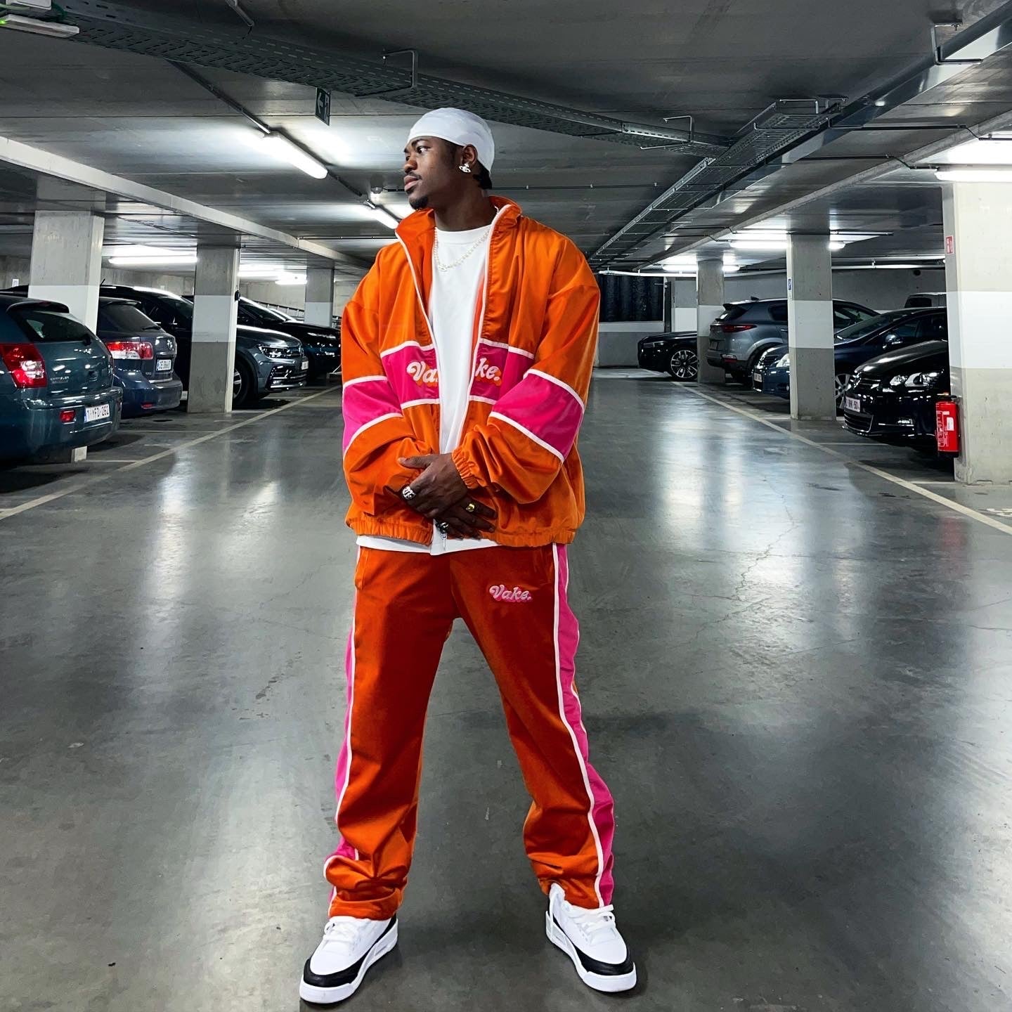 Orange & Pink Bottom Velvet Tracksuit