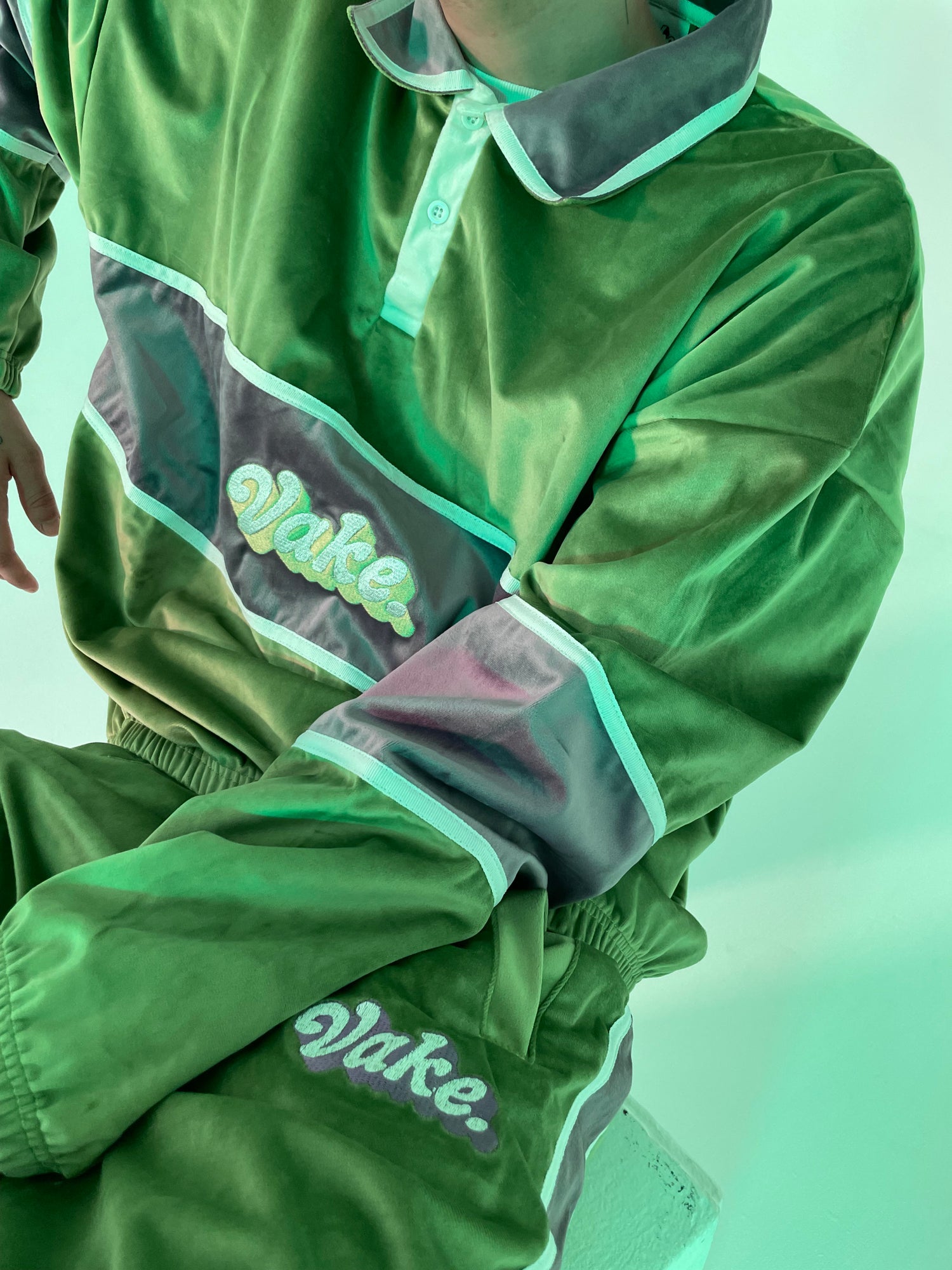 Green Bottom Velvet Tracksuit